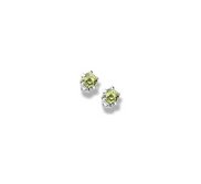 14K  White Gold Child s Genuine Peridot Birthstone Stud Earrings