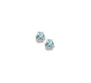 14K  White Gold Child s Genuine Blue Zircon Birthstone Stud Earrings