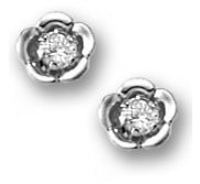 Sterling Silver Children s  Flower  Cubic Zirconia Post Earrings