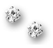 Sterling Silver Children s Stud Earrings with White Cubic Zirconia 