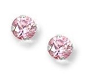 14K  White Gold Children s Pink Cubic Zirconia Stud Earrings