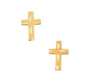 14K Yellow Gold Children s Diamond Cut Earring