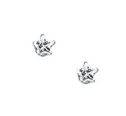 14K White Children s Star Cubic Zirconia Earring