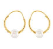 14K Yellow Gold Children s Hoop Earring W Pearl