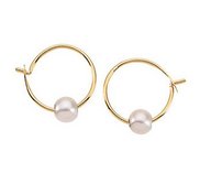 14K Yellow Gold Children s Hoop Earring W Pearl