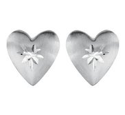 14K Yellow Gold Children s Puffed Diamond cut Heart Earrig