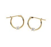 14K Yellow Gold or White Gold Children s Hoop Earring W CZ