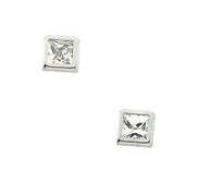 14K Yellow Gold Children s Square Cubic Zirconia Earring