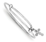 Sterling Silver Children s Cross Charm Expandable Bangle Bracelet