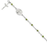 Sterling Silver Childrens Peridot Rosary Bead Bracelet