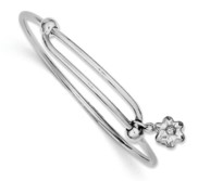 Sterling Silver Children s Flower Charm Expandable Bangle Bracelet