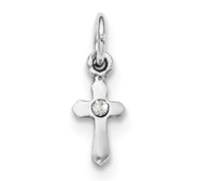 Sterling Silver Polished CZ Children s Cross Pendant