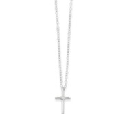 14k White Gold  01 ct Diamond Children s Cross Pendant w  15  Chain