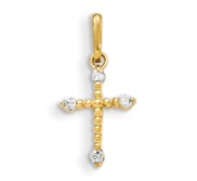 14k Yellow Gold CZ Children s Cross Pendant