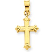 14k Yellow Gold Fleur De Lis Children s Cross Pendant