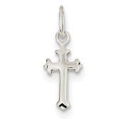 Sterling Silver Polished Fleur De Lis Children s Cross Pendant