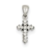 Sterling Silver Polished CZ Children s Cross Pendant