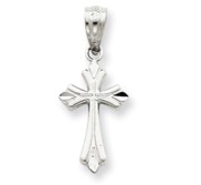 14k White Gold Hand Engraved Children s Cross Pendant