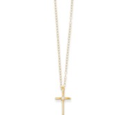 14k Yellow Gold  01 ct Diamond Children s Cross Pendant w  15  Chain