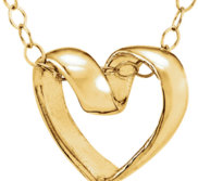 14K Yellow Ribbon Heart Pendant w  15  Necklace