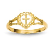 14K Diamond Cut Children s Heart and Cross Ring