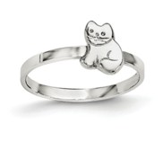 Sterling Silver High Polished Children s Cat Ring