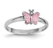 Sterling Silver Plated Child s Enameled Butterfly Ring