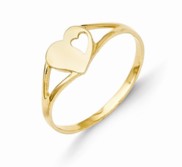 14K Diamond Cut Pierced Children s Heart Ring