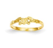 14k Yellow Gold Floral Heart Children s Ring