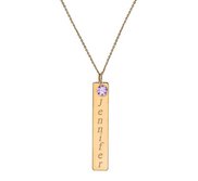 Vertical Name Bar with Custom Birthstone   18  Chain