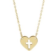 Pierced Cross Heart Necklace w  18 Inch Chain