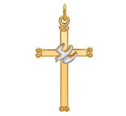 Sterling Silver Two Tone Cross w  Dove