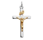 Sterling Silver Two Tone Crucifix Pendant