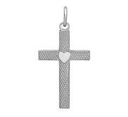 Sterling Silver Textured Cross w  Heart Design