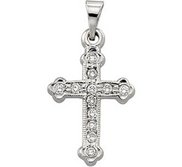 14K Yellow Gold or White Cross Diamond Pendant