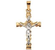 14K Yellow Gold Two Tone Crucifix Pendant