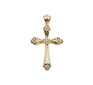 14K Yellow Gold Diamond Cross Pendant