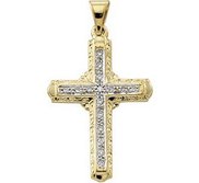 14K Yellow Gold Diamond Cross Pendant