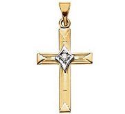 14K Yellow Gold Diamond Cross Pendant