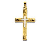 14K Yellow Gold Hollow Cross Pendant