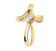 14K Yellow Gold Diamond Cross Pendant