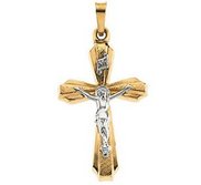 14K Yellow Gold Two Tone Crucifix Pendant