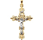 14K Yellow Gold Two Tone Cross Pendant