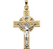 14K Yellow Gold Two Tone Crucifix Pendant