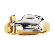 Solid 14k Gold Two Tone Holy Spirit Ring