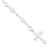 Sterling Silver   Fresh Water Cultured Pearl Rosary Bracelet