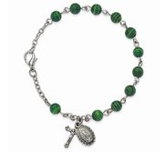 Silver tone Malachite Rosary Bracelet