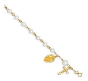 14k Yellow Gold Fresh Water Cultured Pearl Rosary Bracelet