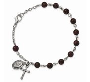 Silver tone Garnet Rosary Bracelet