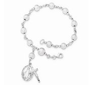 Sterling Silver Polished Laser Cut Rosary Bracelet